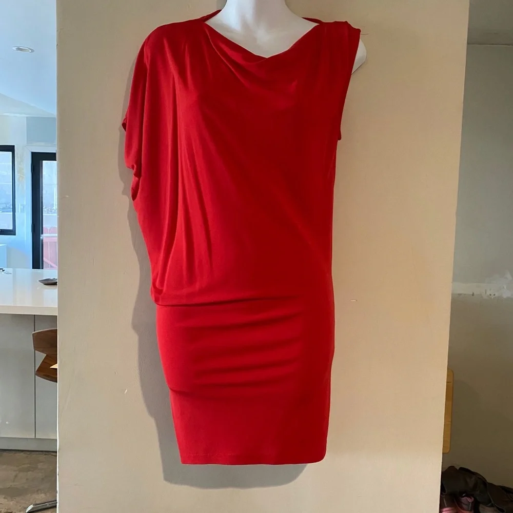 bebe Red One-Shoulder Mini Dress - Picture 5 of 7